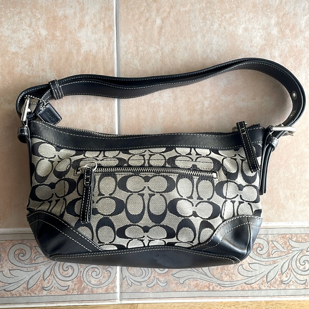 Black/Gray Signature Coach Bag